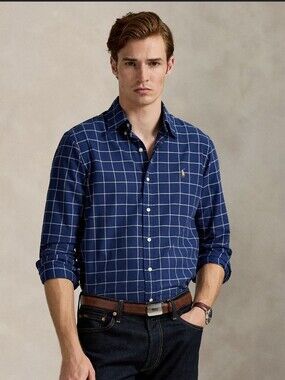 Ralph Lauren Blake Plaid Button Down Shirt Men L 100% Cotton #51